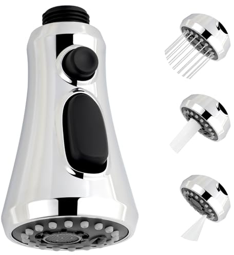 iFealClear 3 Modi Pull Down Brausekopf Küchenarmatur, Wasserhahn Aufsatz Küche, Brausekopf für Küchenarmatur, G1/2, Chrom