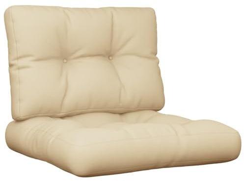 vidaXL Palettenkissen 2-TLG., Palettenpolster für Europaletten, Palettensofa Kissen Indoor Outdoor, Palettenauflage Sitzkissen Rückenkissen, Beige Stoff