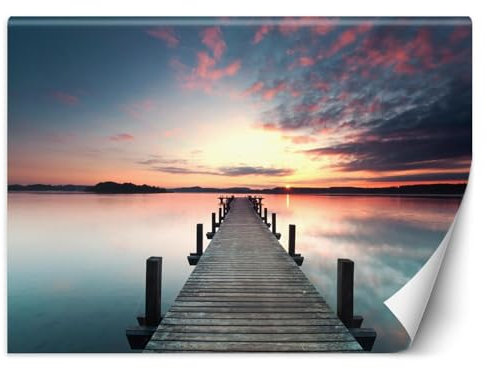 KunstLoft 'Harbor Dusk' Tapete Mediterran Moderne Fototapete für Wohnzimmer, Büro, Schlafzimmer 150x105 cm