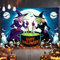 Happy Halloween Deko Banner, Blau Extra Große Halloween Banner Hintergrund Dekoration, Nacht Mond Hexen Geist Halloween Banner für Halloween Geburtstag Party Photo Booth Wand Drinnen Draußen Deko