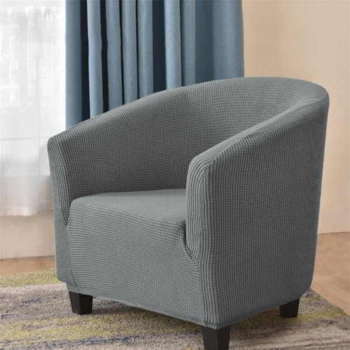 Hearda Jacquard Couleur Unie Housse Fauteuil 1 Place, Extensible Housse Fauteuil,Housse Fauteuil Club,Housse Fauteuil Cabriolet,Lavable Housse de Canapé,Salon Protecteur de Tub Chair (Gris)