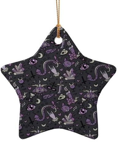Purple Black Goth Spooky Print 2024 Small Christmas Ornaments Xmas Tree Decorations Christmas Outdoor Hanging Ornaments