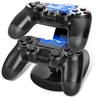 jojofuny Chargeur Double USB pour Manettes Station De Charge avec Indicateur LED pour Manettes Pro Slim Chargement Rapide Et Pratique Noir