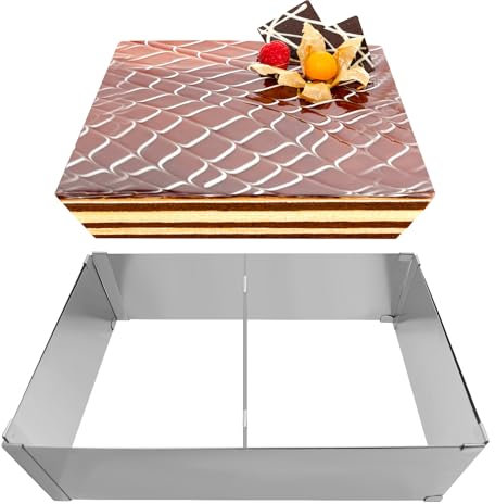 Dazkzooy Stampi per Torte Rettangolare Form Cake - Stampo per Torte in Acciaio Inox Regolabile ad Anello, Altezza 8 cm per Preparare Facilmente Torte a Strati