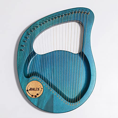 Arpa de lira de 24 cuerdas para adultos principiantes, arpa de lira de caoba con bolsa de concierto duradera y llave de afinación, instrumento musical de cuerdas (morado rojo)