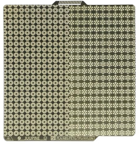 JUUPINE Plaque pour Bambulab a1/X1C/X1E/X1/P1P/P1S, plaque de carbone 257 x 257 mm Pla plete adopte la technologie d'étanchéité, un côté est en forme de flocon de neige et l'autre côté est en forme de