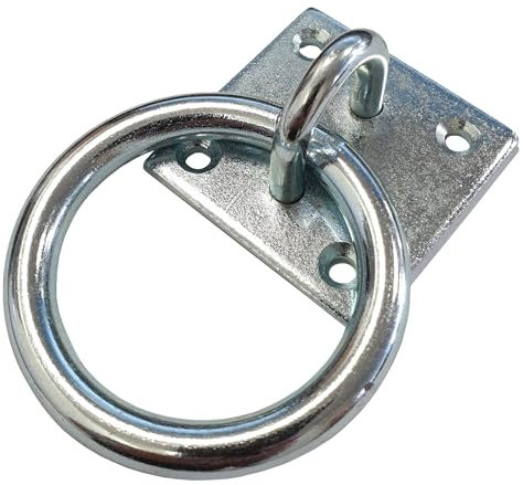 Keypak Steel 50mm Security Ring on Plate Zinc Plated Heavy Duty Gate Hardware with Fixings