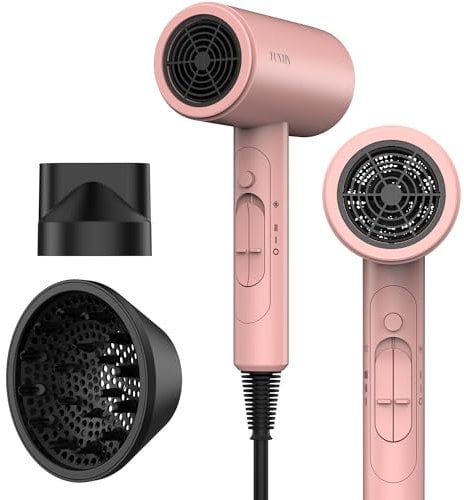 FUNTIN Secador de pelo con difusor de iones de cerámica secador de pelo para mujeres tamaño completo 2000 W