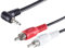 1aTTack.de 1 x 1,5 m – Negro Ángulo 3,5 mm Jack macho a 2 x RCA RCA macho Cable de audio Conector moldeado Contactos niquelados Perfecto para HiFi, TV & Altavoces