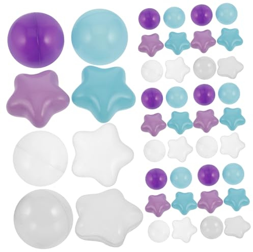 minkissy 100 Stück Bunte Kunststoff Spielbälle für Ballpools Pastellfarbene Stern Bälle in und Transparent Sensorisches für Spielbereiche und Partydekorationen