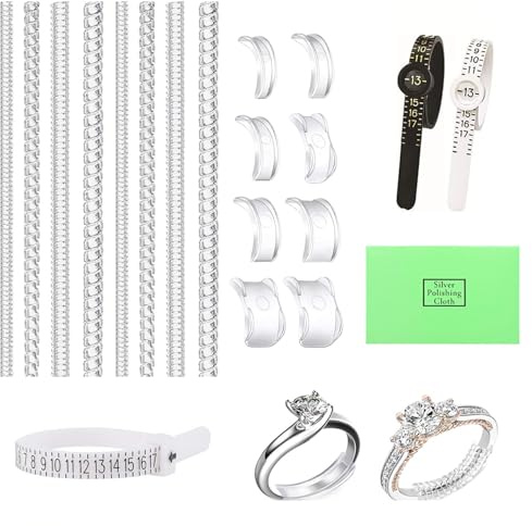 xiluuyou Ringgrößenversteller Set, Ringverkleinerer Unsichtbar Silikon Ring Verkleinerung, Inklusive Abstandshalter, Messwerkzeug