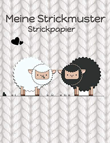 Strickpapier: Meine Strickmuster Blanko Stricken Notizbuch Verhältnis 4:5 Strick-Design schwarzes und weißes Schaf Cover