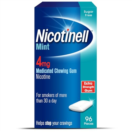 Nicotinell Mint Gum 4mg (96 Pieces), Nicotine Gum | Stop Smoking Aid, Sugar Free, Mint Flavour, 4mg Extra Strength for Heavy Smokers, Quit Smoking Aid