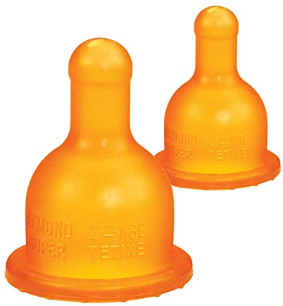 dBb Remond Super-tétine antiaérophagique 2ème âge, 4 mois+, Caoutchouc, Tétine à débit constant spéciale liquides épais, Fabriquée en France, Lot de 2 tétines