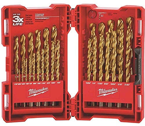Milwaukee 29pc Titanium Nitride Drill Bit Set - 2 Flute Spiral High Speed Steel Drill Bits - 1 Count - Drill Bits