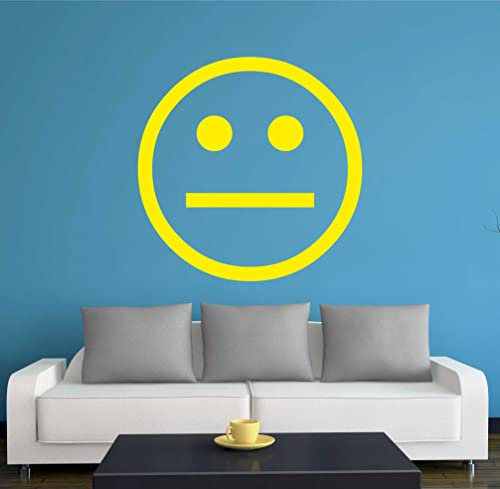 INDIGOS UG - Wandtattoo Wohnzimmer - Wandaufkleber neutrales Lächeln - neutraler Smiley - 80x80 cm - gelb w705 - Aufkleber Kinderzimmer Schlafzimmer Küche Badezimmer Büro Dekoration