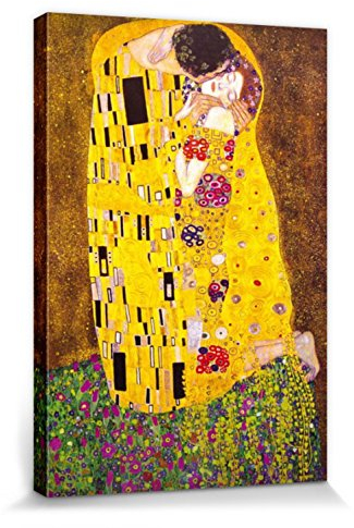 1art1 Gustav Klimt Poster Der Kuss, 1908 Bilder Leinwand-Bild Auf Keilrahmen | XXL-Wandbild Poster Kunstdruck Als Leinwandbild 120x80 cm