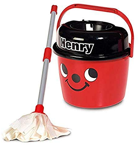 Casdon Henry Mop Age 3+ & Bucket | Branded Toy Cleaning Set For Children Aged 3+ | Features Henry’s Cheeky Face For Lots Of Cleaning Fun!