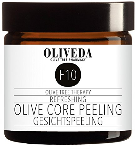 Oliveda F10 - Gesichtspeeling aus Olivenkernen nahrhaftes Hautpeeling + klärt tiefenwirksam natürliche Inhaltsstoffen gegen Mitesser, Pickel + unreine Haut - Poren verkleinern - Mischhaut, fettige Haut - 60 ml