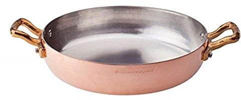Pentole Agnelli ALCM110M20 Tegame in Rame Stagnato con 2 Maniglie in Ottone, 20 cm