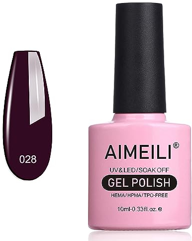 AIMEILI Soak Off UV LED Smalti in Gel Smalto Semipermanente - Dark Purple (028) 10ml