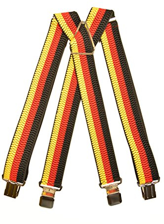 Hosenträger extra starken für Herren X Form mit 4 Clips, Klassiker Design mit Fahne/Flagge - 4cm. Deutschland