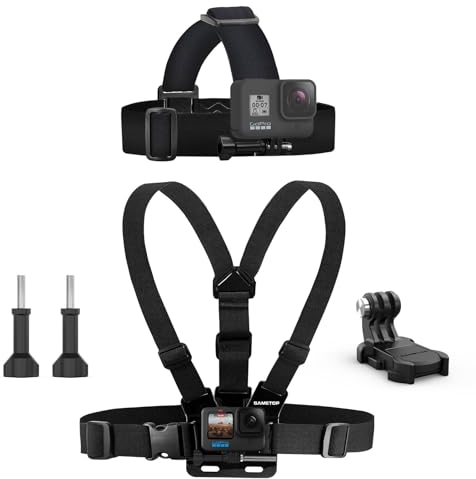 Sametop Fixation de Bandeau Harnais Poitrine Sangle Chesty Frontale Tête Compatible avec GoPro Hero 13 12 11 10 9 8 7 6 5 Session DJI Osmo Caméras d'action