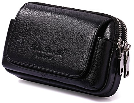 Xieben Vertical en Cuir Taille Ceinture Holster pour Hommes Femmes Clip Titulaire Voyage en Plein Air Camping Couverture Pochette Bourse Sac Fanny Sac Etui pour Téléphone Portable Noir