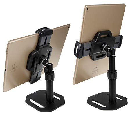 PHOTECS® Tablet Ständer Pro V5, verstellbar, Tablet-Stativ, Tischständer, universelle Tablet Halterung für alle gängigen Geräte bis zu 14 Zoll (z.B. iPad Pro 12.9)