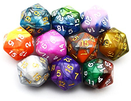 SmartDealsPro Polyedrische D20-Würfel, 20-seitig, für DND, RPG, MTG, Tischspiel, Farbe 2, 10 Stück