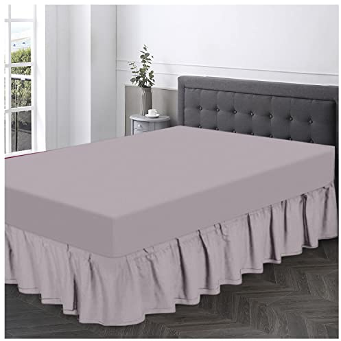GC GAVENO CAVAILIA Unifarbenes Spannbetttuch aus Polyester-Baumwoll-Mischgewebe, weiche Bettlaken für King-Size-Betten, Rüschen, Bettbezug, Volant, Grau
