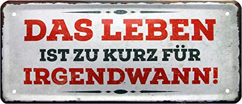WOGEKA ART Retro Blechschild - Das Leben ist zu kurz für Irgendwann - witziger Spruch als Geschenk-Idee zum Geburtstag Weihnachten Dekoration 28x12 cm Vintage-Design Metall 974