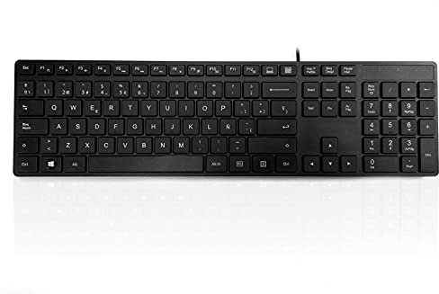 Accuratus 301 - Spanish - USB Full Size, Super Slim Multimedia Keyboard with Square Modern Keys - Black