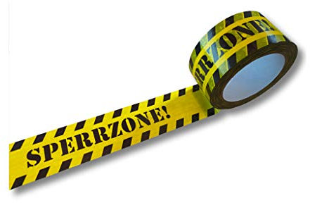 1 Rolle = 66 Meter Bodenmarkierungsband > SPERRZONE < Aufkleber Bodenband Klebeband Warnband Warnklebeband Bodenaufkleber Warnlinie Endlosband Fußbodenband klebend Fußbodenaufkleber gelb / schwarz