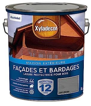 Xyladecor - Lasure Protectrice pour Bois Extérieur - Façades, Bardages, Chalets - Couleur : Satin Gris Urbain - Quantité : 5L - 5324314