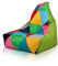 Ecopuf - Keiko Patchwork Pouf Sessel Outdoor - Sitzsack Styroporkugeln - Wasserfester Stoffsack - Entspannungssessel - Wohnungseinrichtung - Sessel Größe M - 100x80x85cm, Grün Nc1