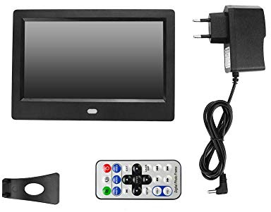 Digitaler Fotorahmen 7 HD LED-Bildschirm Digitaler Fotorahmen Wecker MP3/4 Movie Player mit Fernbedienung(EU-Stecker)