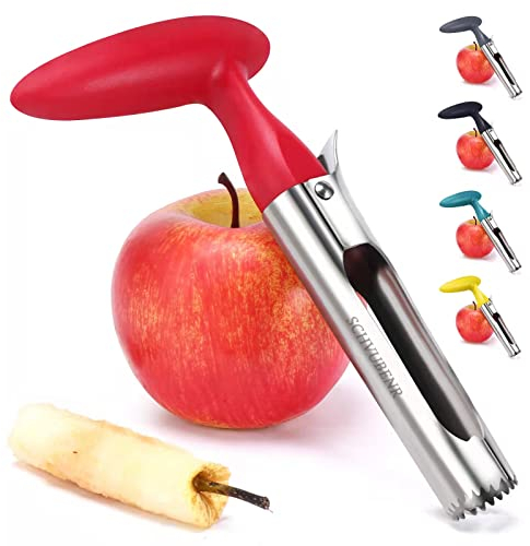 SCHVUBENR Outil de vide-pomme de qualité supérieure - Facile à utiliser et à nettoyer - Outil robuste avec serrure tranchante en acier inoxydable pour faciliter les poires et fruits (rouge)