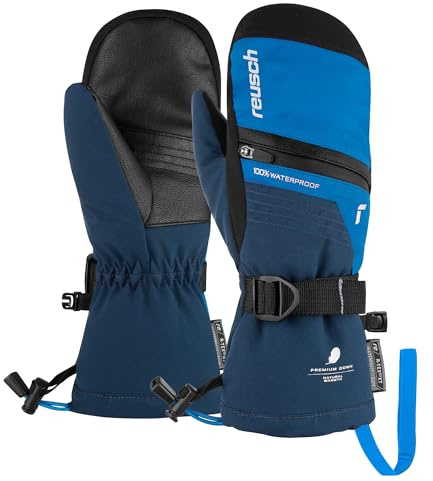 Reusch Ski-Fäustlinge Kinder | extra warm mit Daunenisolierung | Softshell | wasserdichte & atmungsaktive Winterhandschuhe, für Ski & Outdoor, Größe 4-6,5, Lando R-TEX XT Junior Mitten