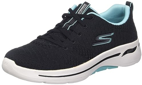 Skechers Women's Go Walk 4-Kindle Low-Top Sneakers, Black Aqua, 8 UK Wide
