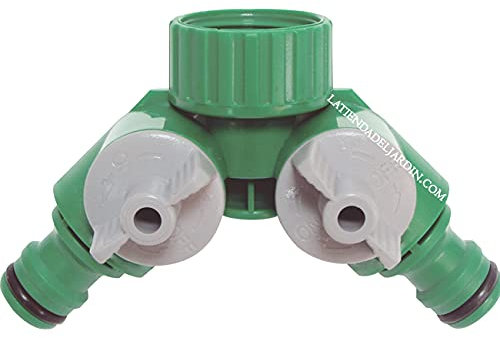 Suinga Conector Rápido Manguera Tubería Adaptador de 2 Vías, Grifo doble Riego por Goteo Riego 3/4 Bifurcador riego grifo, verde