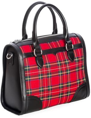 Banned Damen Tasche »Uptown Girl« Vintage Tartan Check Karo Retro Henkel Handbag Rot One Size