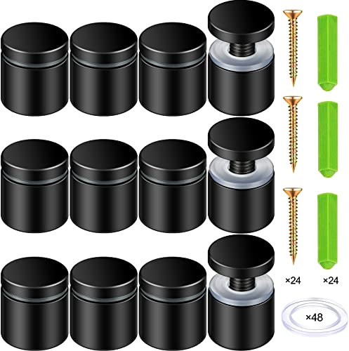 Edelstahl Abstandshalter Schrauben 1 x 2,5 cm Wandschild Abstandshalter Montagezubehör Mattschwarz Stand Off Wall Mounts Schild Mounting Hardware Werbung Nagel zum Aufhängen Acryl Bilderrahmen (24)