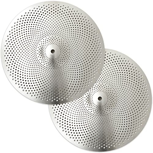Cymbals Low Volume Hi Hat , 14 inches Practice Hi Hat Cymbal Pair, Quiet HiHat (Silver)