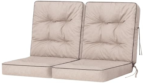 Bankauflage für Gartenmöbel, Gartenbank, Polsterauflage für Hollywoodschaukel, Auflagen für Gartenschaukelkissen, Sitzkissen, Stuhlauflage, Indoor/Outdoor - Beige - 120 cm (2 x 60 cm)
