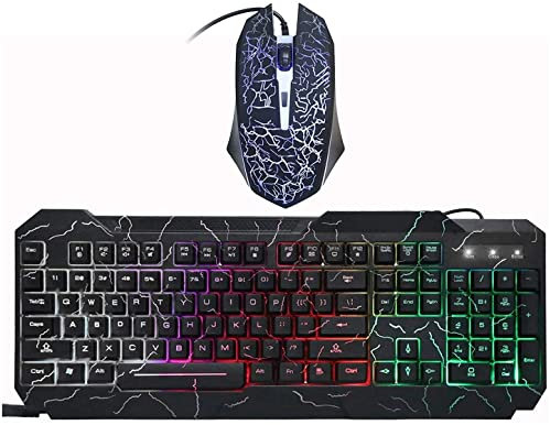 NCRD Gaming Keyboard and Mouse Combo Wired Mechanical Feel RGB LED Backlit Keyboard 1600 DPI Gaming Mouse (Keyboard Mouse Combo)
