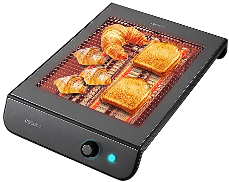 Cecotec Tostador Plano Horizontal Turbo EasyToast InoxDark. Para todo tipo de Pan y Bolleria, 900 W, 3 Resistencias, 6 Niveles de Potencia, Bandeja Recogemigas, Acabados Acero Inox en Negro