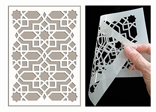 ED Laser Studio Aisha Moroccan Arabic Stencil Large Walls Stencils Painting Furniture Canvas Fabric Wood Patio Floor Home Decor Garden Concrete Crafts Cake Art - Reusable Template TE457
