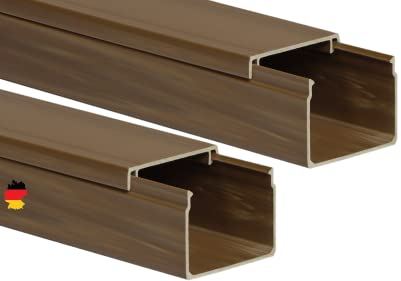 10m KOMIB Kabelkanal/Kabelkanäle/Kabelführung - Verschiedene Größen und Farben - Schraubbar - 5 x 2m Stangen - (Braun - Holz Design, 40 x 30 mm)