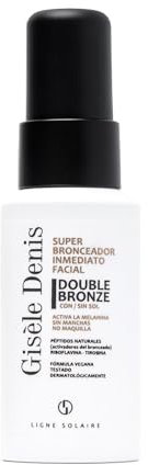 GISÈLE DENIS - Super Bronceador Facial Inmediato Double Bronze 40 ml, Bronceador en Crema, Acelerador del Bronceado para Rostro, Bronceador Solar, Agradable Fragancia Natural, Fórmula Vegana